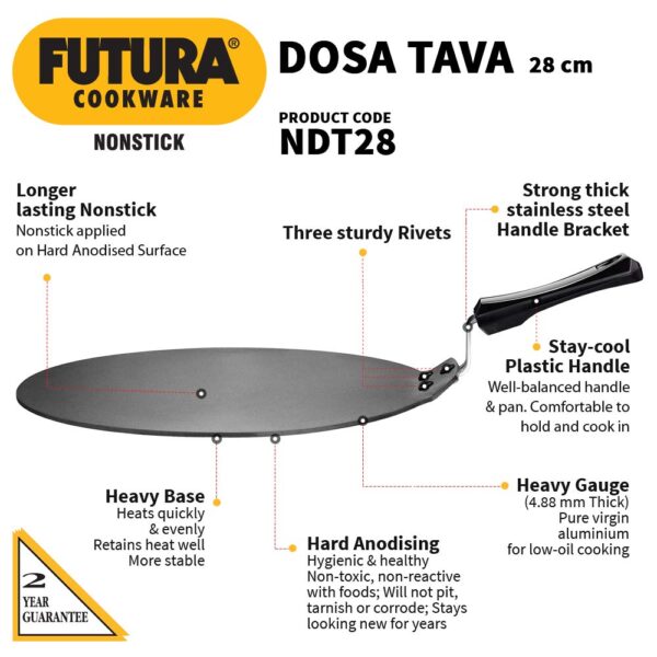 Hawkins Futura Nonstick Dosa Tava - 28 cm (NDT28) - Image 2