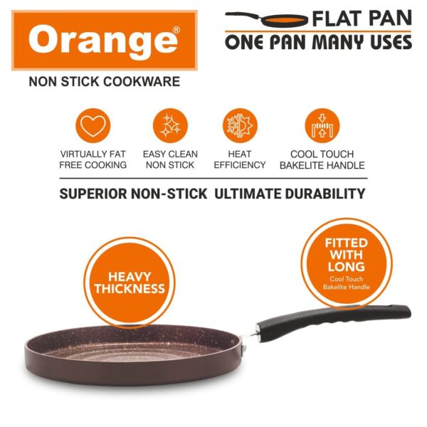 Orange Pizza Maker Flat Pan With Glass Lid - 220mm, Thickness - 2.6mm - Image 3