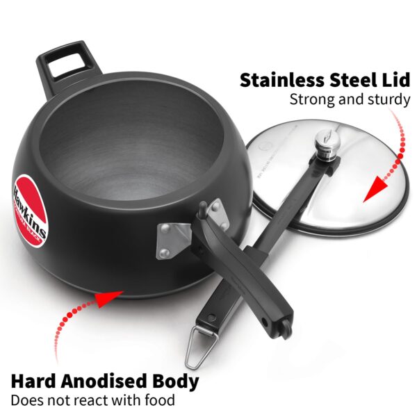 Hawkins Contura CB50 Hard Anodised Pressure Cooker, 5-Ltr - Image 2