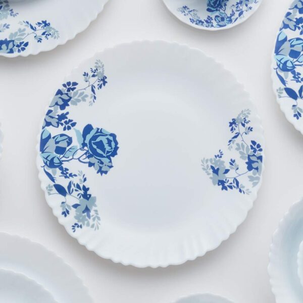 Larah by Borosil Blue Cascade Opalware Dinner Set, 20 Pieces, White - Image 2