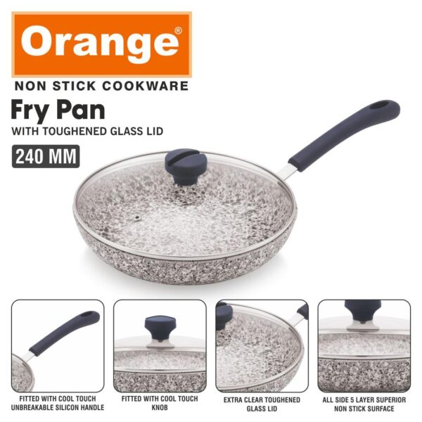 Orange Rockstar 260mm Fry Pan With Glass Lid (4mm) - Image 2