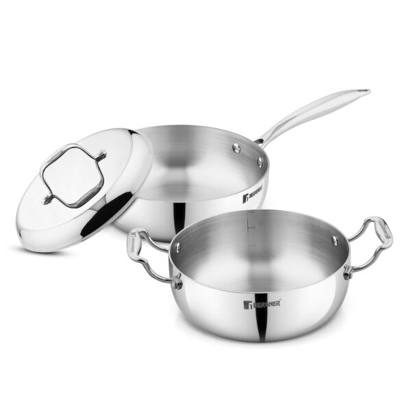 Bergner Argent Saira Saiba Tri-Ply Stainless Steel 3 Piece Cookware Set BGIN-6407