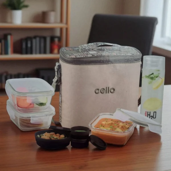 Cello Fit & Fresh Trendy Square Glass Lunch Box Set Of 9pc - Image 2