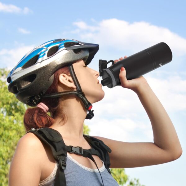 Borosil - Stainless Steel Hydra Gosports - Vacuum Insulated Flask Water Bottle, 600ML, Black - Image 4