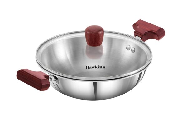 Hawkins Tri-Ply SSD15G Stainless Steel Deep-Fry Pan with Glass Lid - 1.5 Ltr 20cm