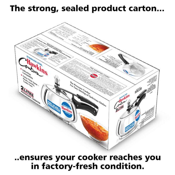 Hawkins Stainless Steel Contura Pressure Cooker, 2 Litre (SSC20) - Image 3