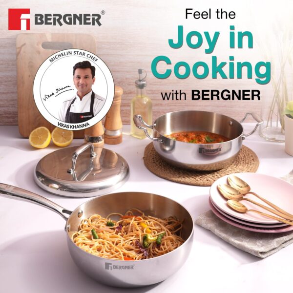 Bergner Argent Saira Saiba Tri-Ply Stainless Steel 3 Piece Cookware Set BGIN-6407 - Image 4