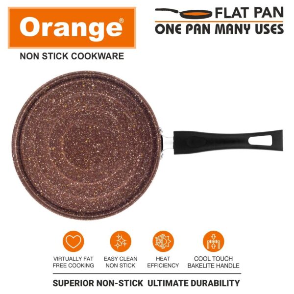 Orange Pizza Maker Flat Pan With Glass Lid - 220mm, Thickness - 2.6mm - Image 4