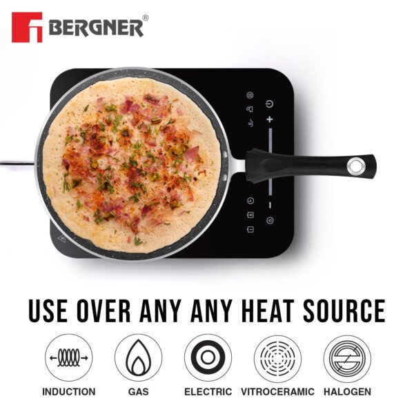 BERGNER Aluminium Bellini Marble Non Stick 2 Piece Cookware Set - Dosa Tawa 28Cm,Frypan 24Cm with Induction Compatible (BGIN-2405) - Image 2