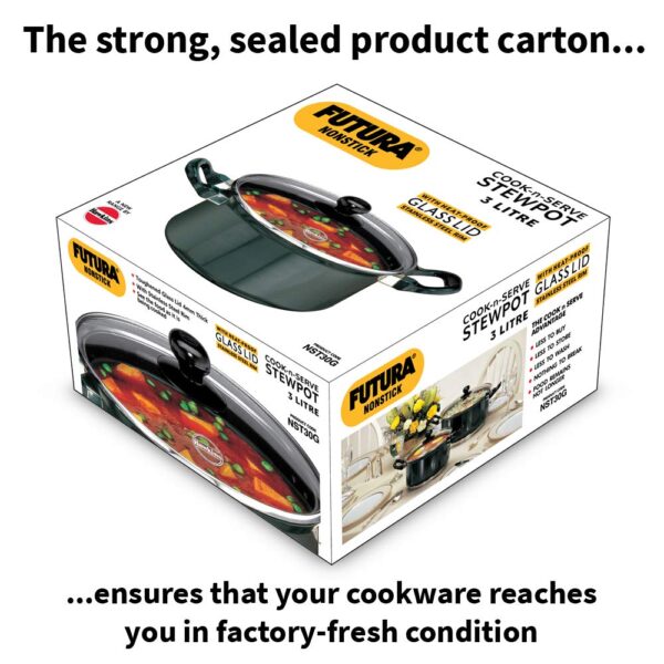 Hawkins NST30G Futura Nonstick Cook-n-Serve Stewpot with Glass Lid - 3L - Image 4