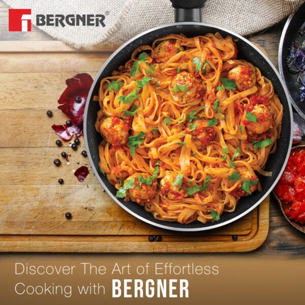 BERGNER Aluminium Bellini Marble Non Stick 2 Piece Cookware Set - Dosa Tawa 28Cm,Frypan 24Cm with Induction Compatible (BGIN-2405) - Image 3