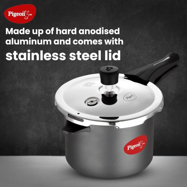 Pigeon Vibrant Hard Anodised Cooker + Cookware Combo 5 in 1 (2.5L HA Cooker with SS Lid, Tawa Kadai, Fry Pan) - Image 2
