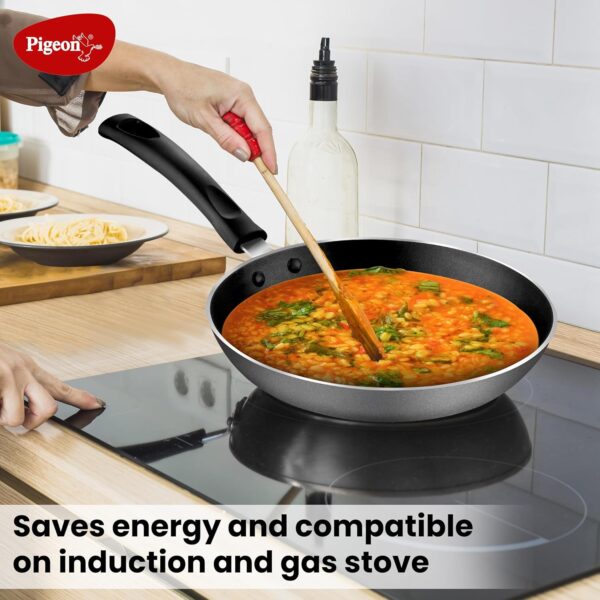 Pigeon Vibrant Hard Anodised Cooker + Cookware Combo 5 in 1 (2.5L HA Cooker with SS Lid, Tawa Kadai, Fry Pan) - Image 3