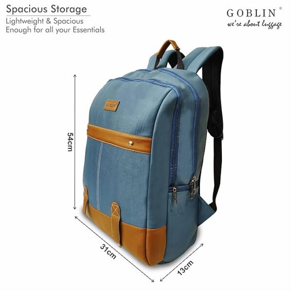Goblin Terra Vegan Leather Laptop Backpack, Blue - Image 2