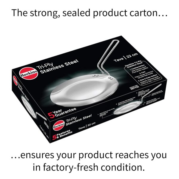 Hawkins Tri-Ply SSTV22 Stainless Steel Tawa - 22CM - Image 4