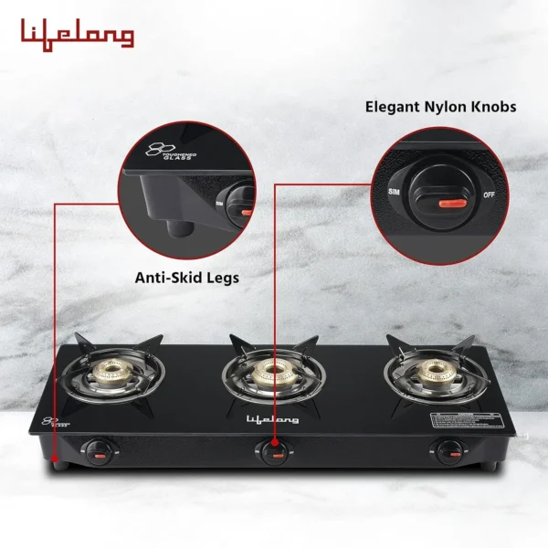 Lifelong LLGS930 3 Burner Glass Top Gas Stove - Image 4
