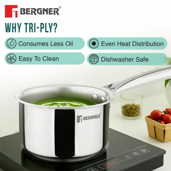 Bergner Tripro Triply 3 Piece Stainless Steel Cookware Happy Set - Image 2