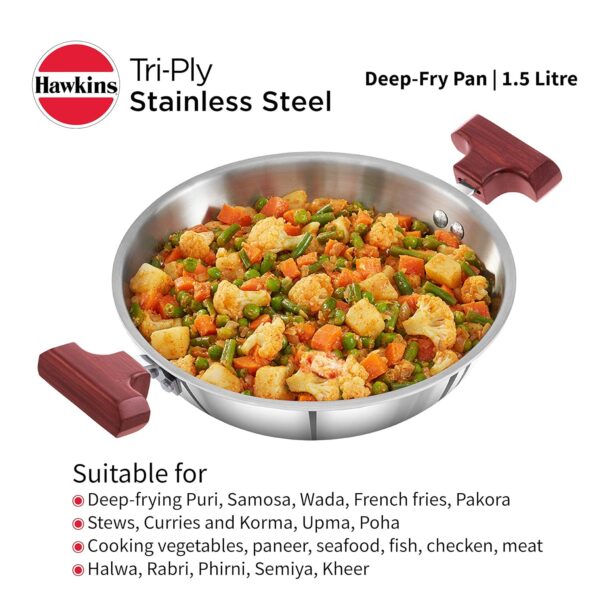 Hawkins Tri-Ply SSD15 Stainless Steel Deep-Fry Pan - 1.5 Ltr 20cm - Image 3
