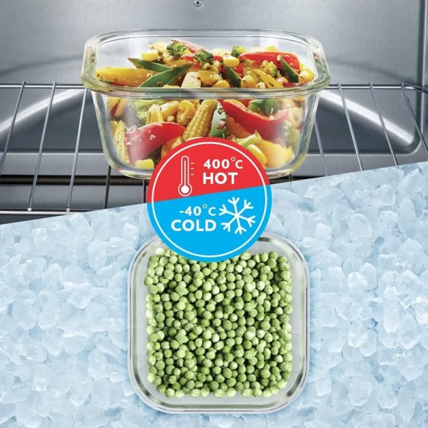 Borosil X3 Klip N Store Square Glass Container Set Of 3 Piece (320ml + 520ml + 800ml) - Image 2