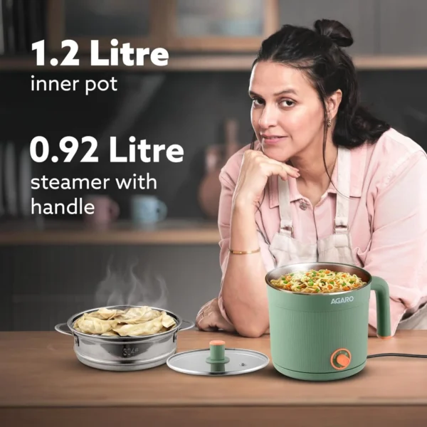 AGARO Regency Multi Cook Kettle With Steamer, 1.2L - Image 3