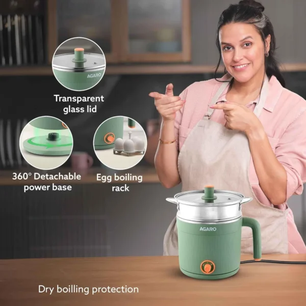 AGARO Regency Multi Cook Kettle With Steamer, 1.2L - Image 2
