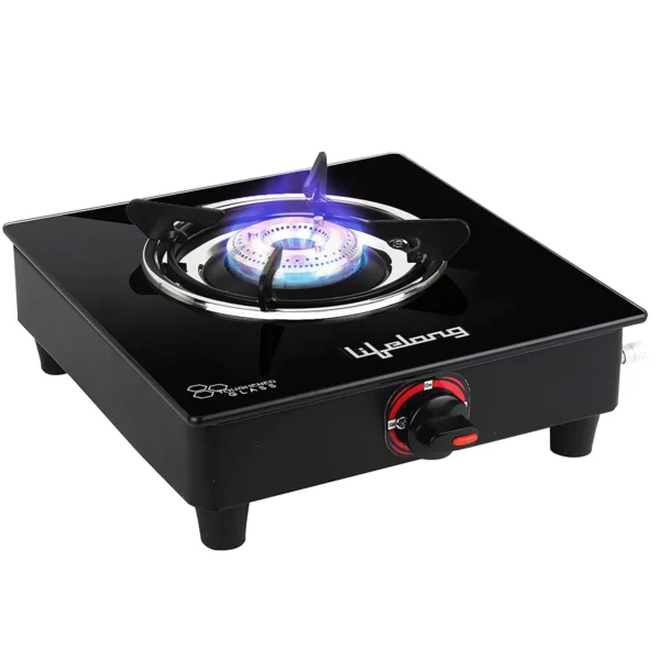 Lifelong LLGS201 Open Single Burner Glass Gas Stove