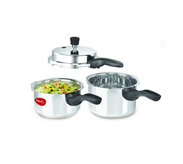 Pigeon Inox Induction Base Stainless Steel Mini Combi - 2+3 Ltr (12710)