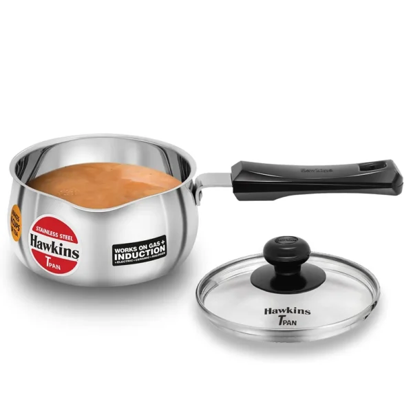 Hawkins SST10G Stainless Steel Induction Compatible Tpan with Glass Lid - 1 L