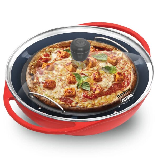 Hawkins Diecast 29cm Nonstick Pizza Maker and Cake Baker with Glass Lid