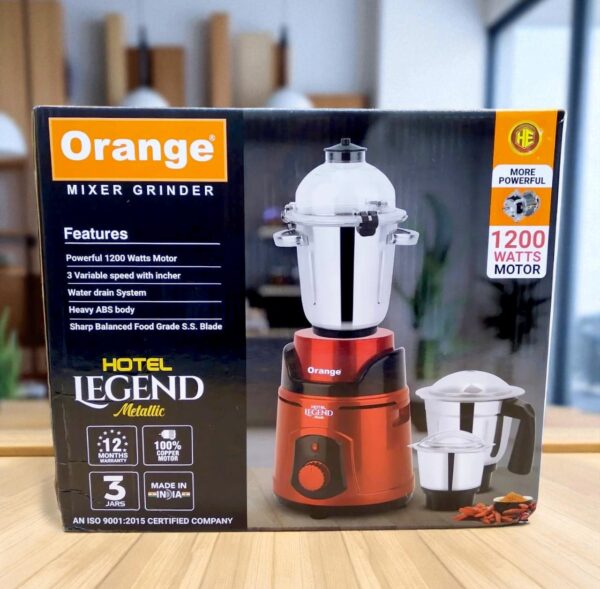 Orange Hotel Legend Metallic 3 Jar Mixer Grinder 1200W - Image 2