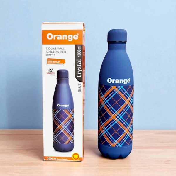 Orange Crystal Double Wall Stainless Steel Vacuum Insulated Water Bottle 1000ml Blue - Image 4