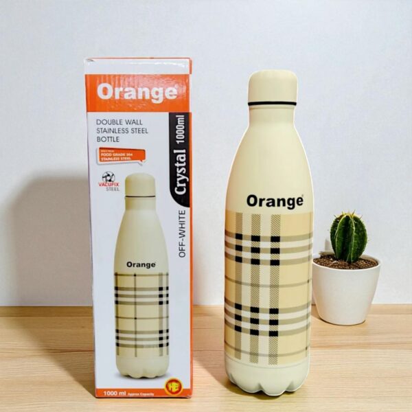 Orange Crystal Double Wall Stainless Steel Vacuum Insulated Water Bottle 1000ml - Image 4