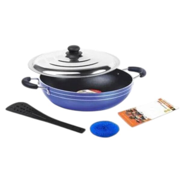 Orange Nonstick Induction Base 13 Deep Kadai with Steel Lid - 3.2 L