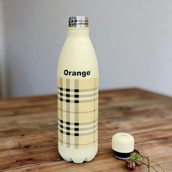 Orange Crystal Double Wall Stainless Steel Vacuum Insulated Water Bottle 1000ml - Image 2