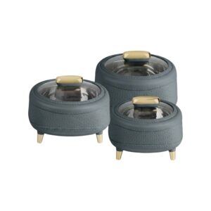 Jaypee Kingston Klass 3 Piece Insulated Casserole Set with Stainless Steel Inner 1500ml 2000ml and 2500ml Food Warmer Hot Pots