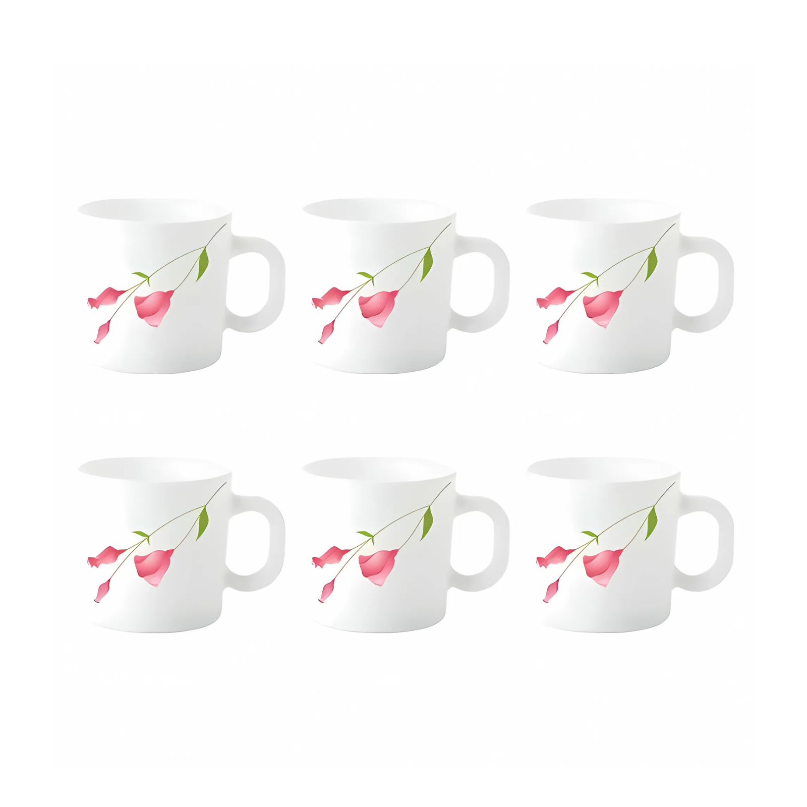 Larah by Borosil Green Lily 6pcs Mug Set - 180ml