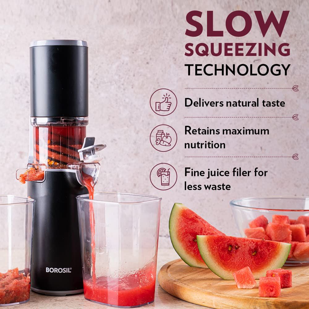 Borosil Easy Juice Cold Press Slow Juicer, 130W | Fruit & Vegetable Juicer - Image 4