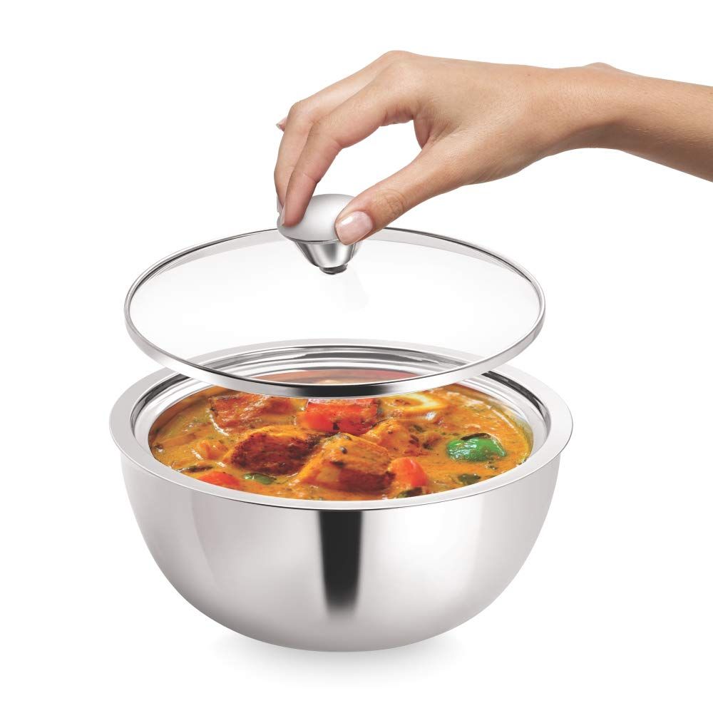 Borosil Stainless Steel Solid Curry Server - 2.7L - Image 3