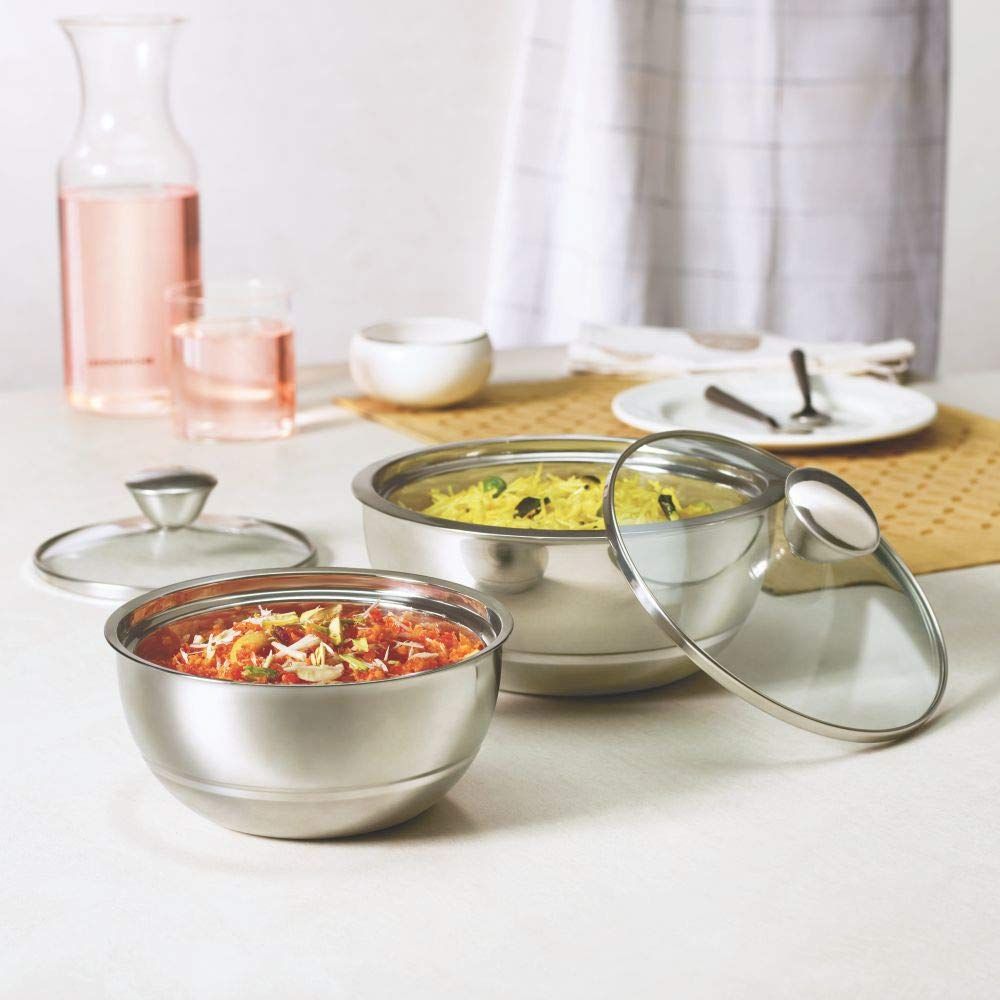 Borosil - Stainless Steel Insulated Curry Server, Set of 2 (500ml + 900ml) - Image 2