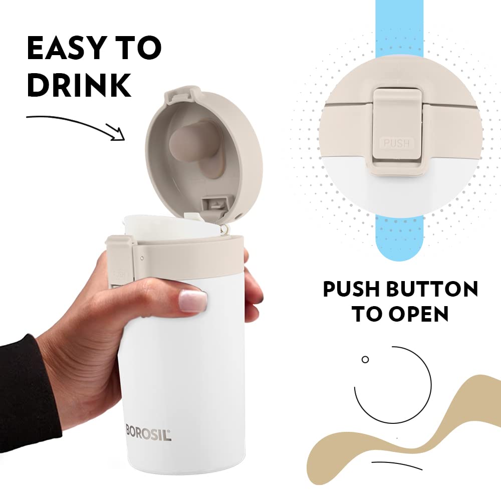 Borosil Coffeemate Vacuum Insulated Mug - 300ml White - Image 4