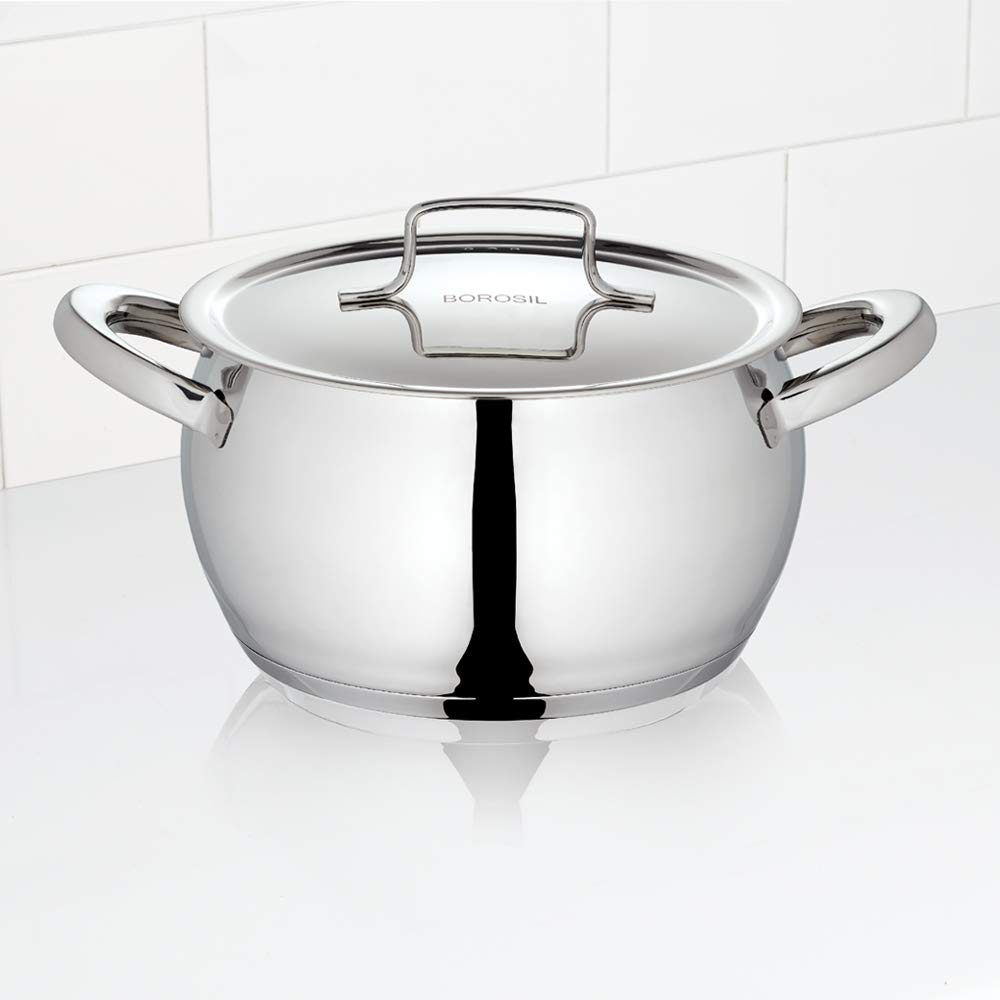 Borosil Handi Casserole with Lid 2.9 Ltr 18cm, Induction Friendly,Impact Bonded Tri-Ply Bottom - Image 3