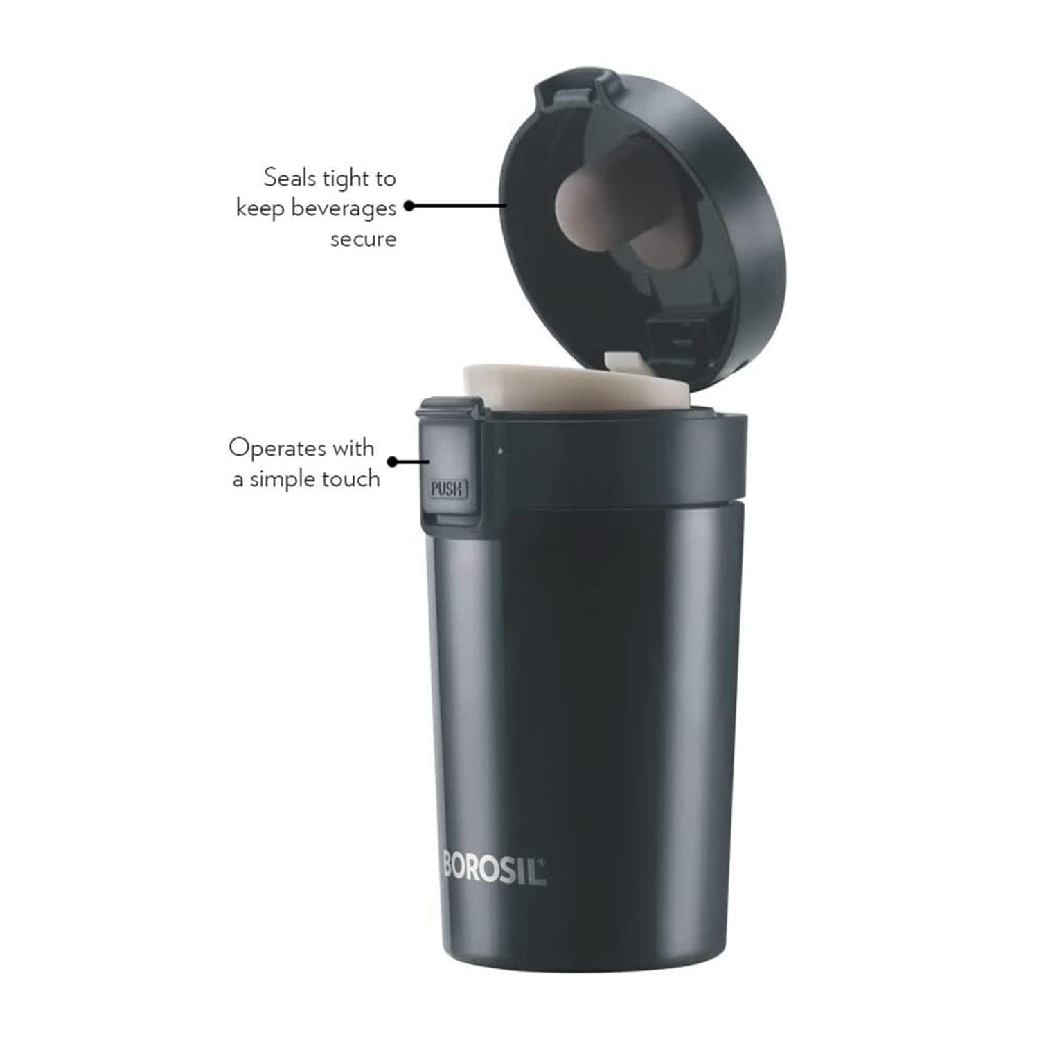 Borosil Hydra Coffeemate Vacuum Insulated Travel Mug, 300 ml - Image 2