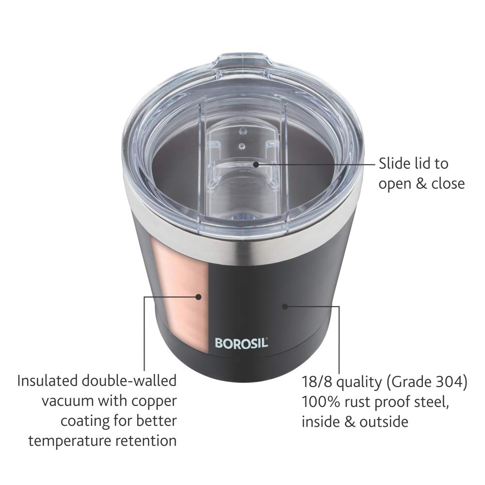 Borosil Stainless Steel Vacuum Insulated Coffee Mug, 180ml - Image 4
