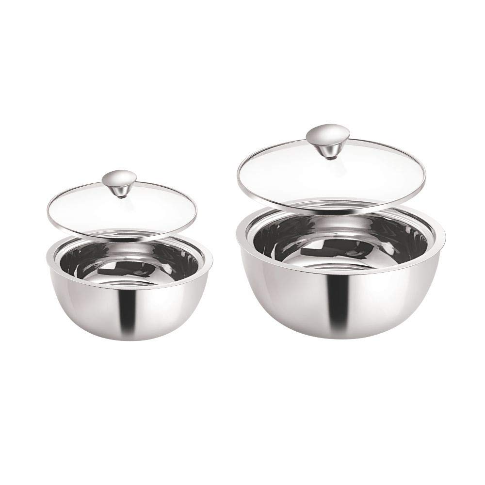 Borosil - Stainless Steel Insulated Curry Server, Set of 2 (500ml + 900ml)