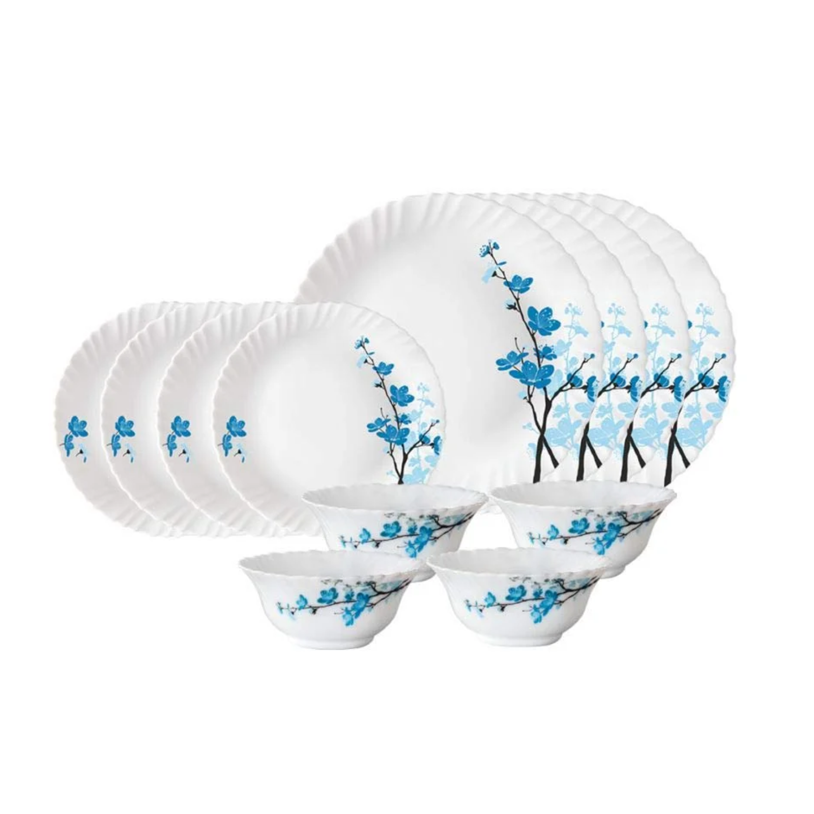 Larah by Borosil Opal Glass Mimosa 12 Piece Dinner Set