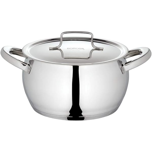 Borosil Handi Casserole with Lid 2.9 Ltr 18cm, Induction Friendly,Impact Bonded Tri-Ply Bottom