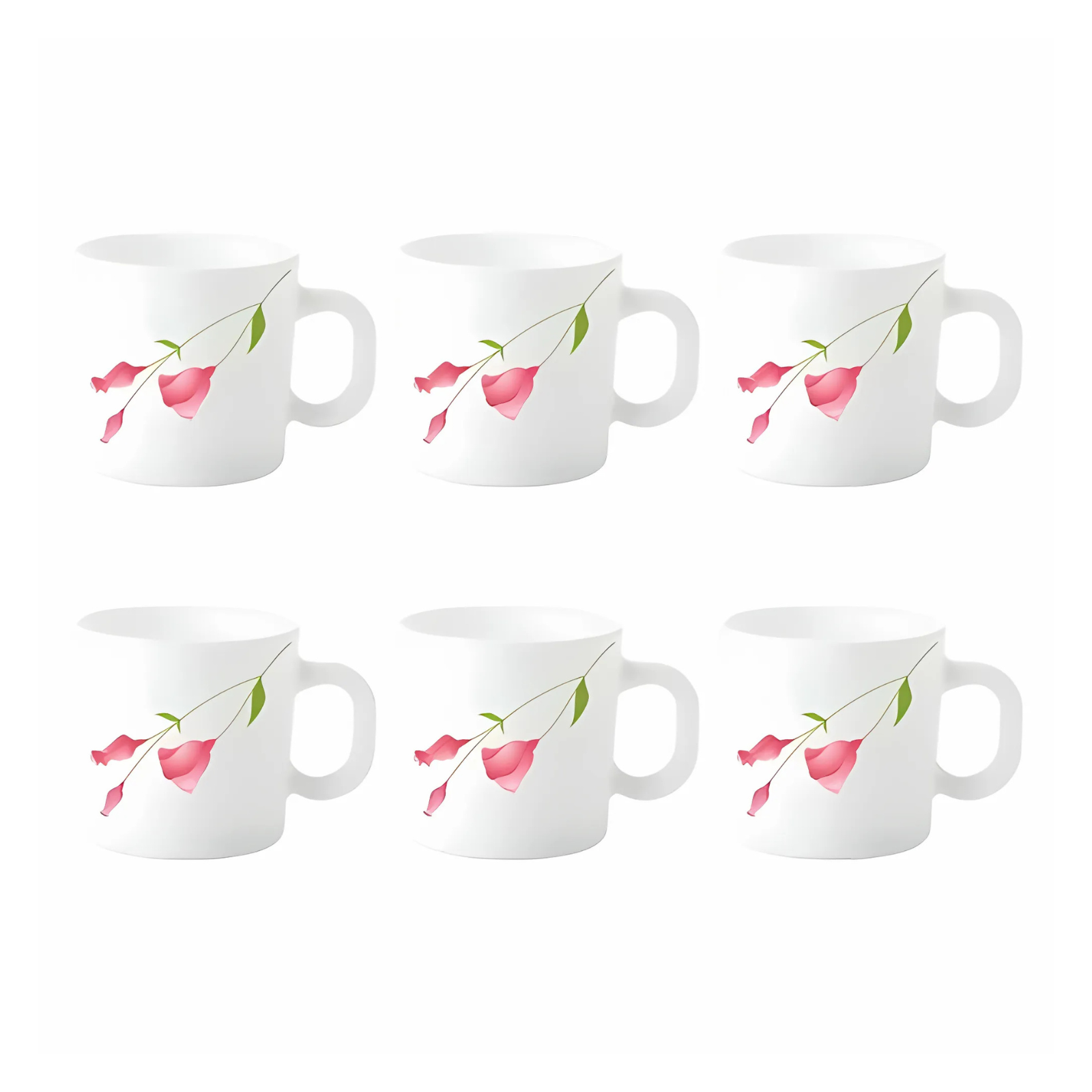 Larah By Borosil Opal Glass 10CL 6 Piece Mug Erba - 100ML