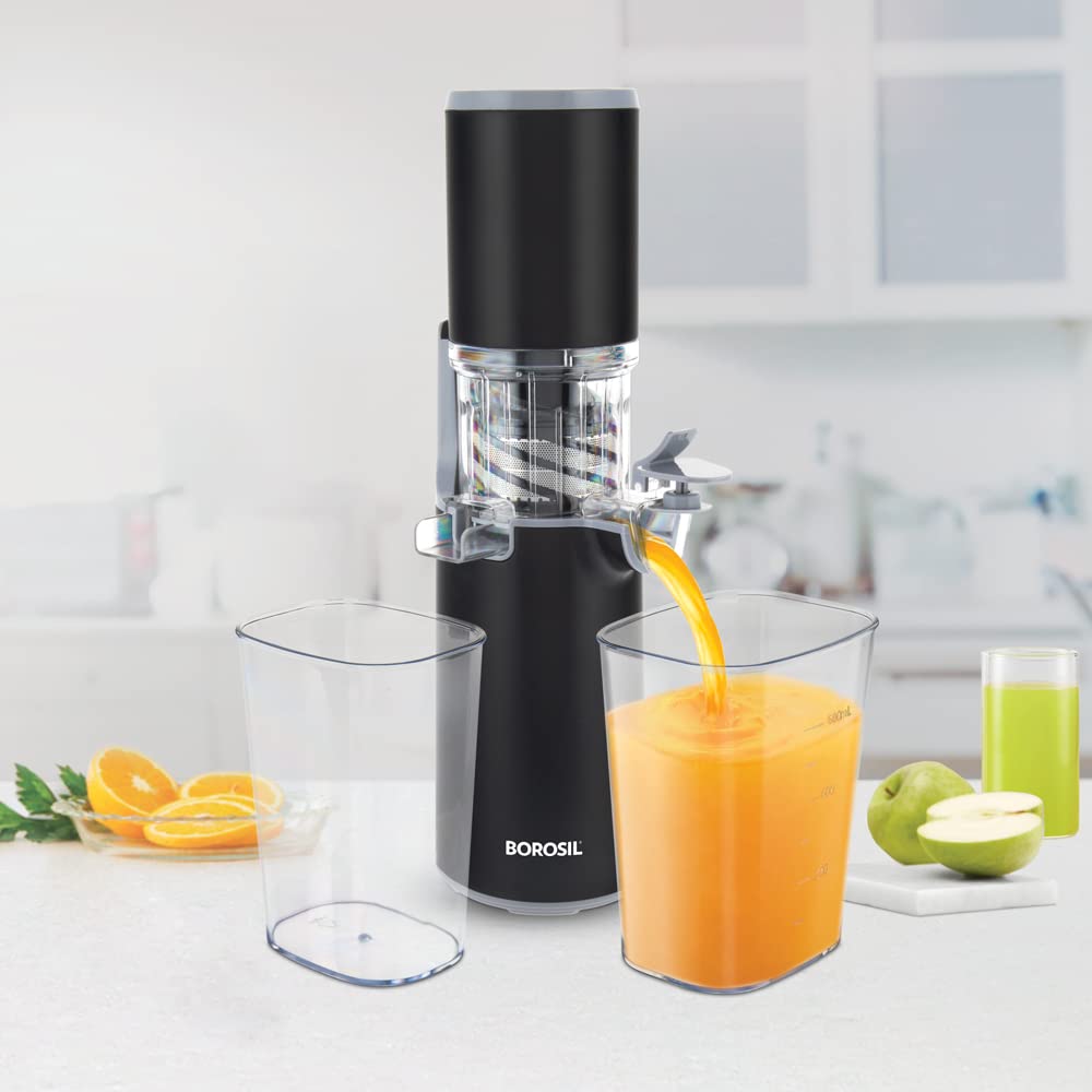 Borosil Easy Juice Cold Press Slow Juicer, 130W | Fruit & Vegetable Juicer