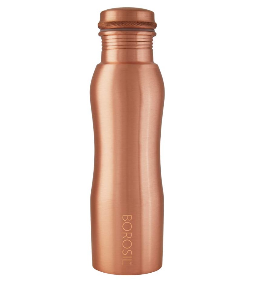 Borosil Curvy Copper Water Bottle, 1 Litre