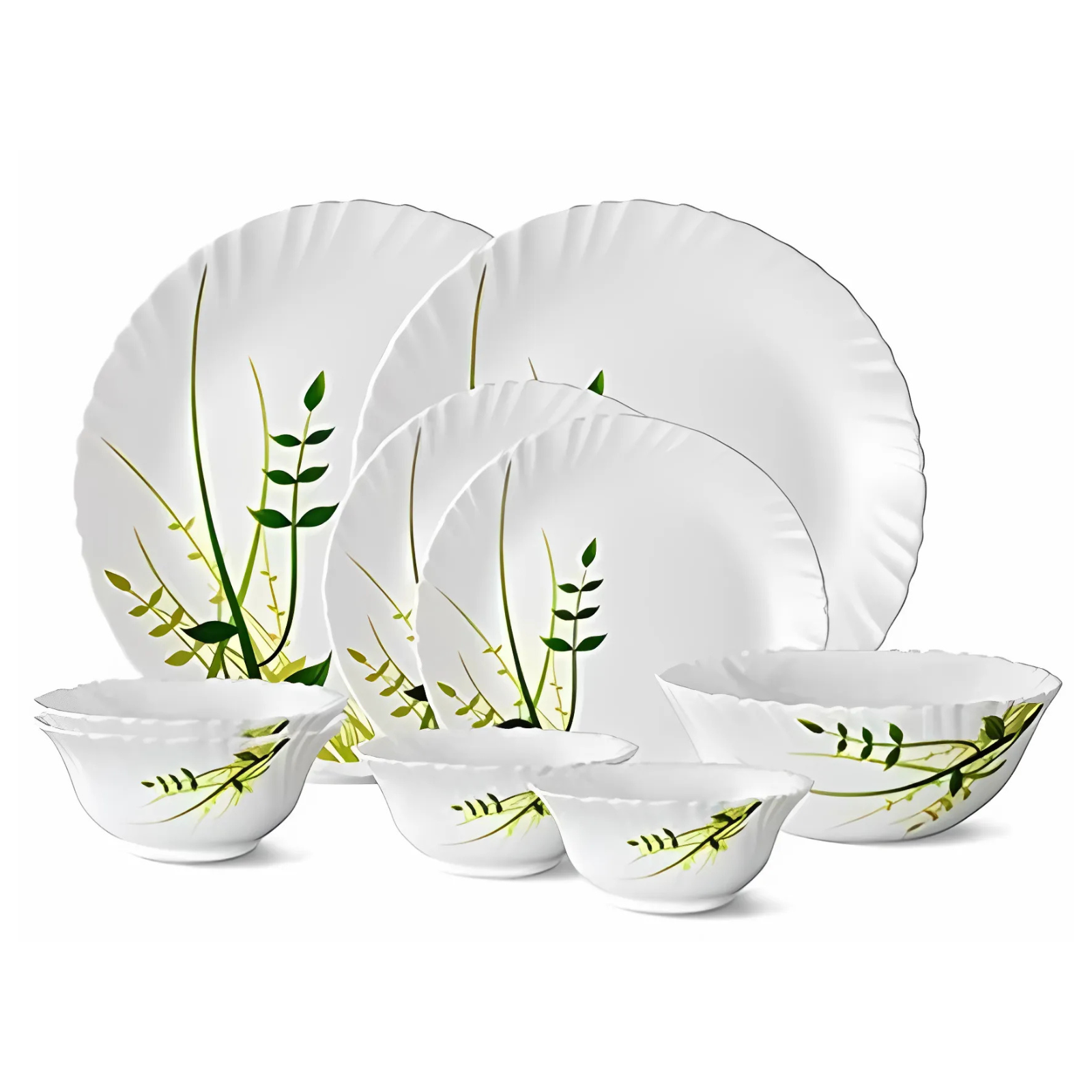 Larah by Borosil Silk Collection Opal Glass Dinner Set of 9 pcs